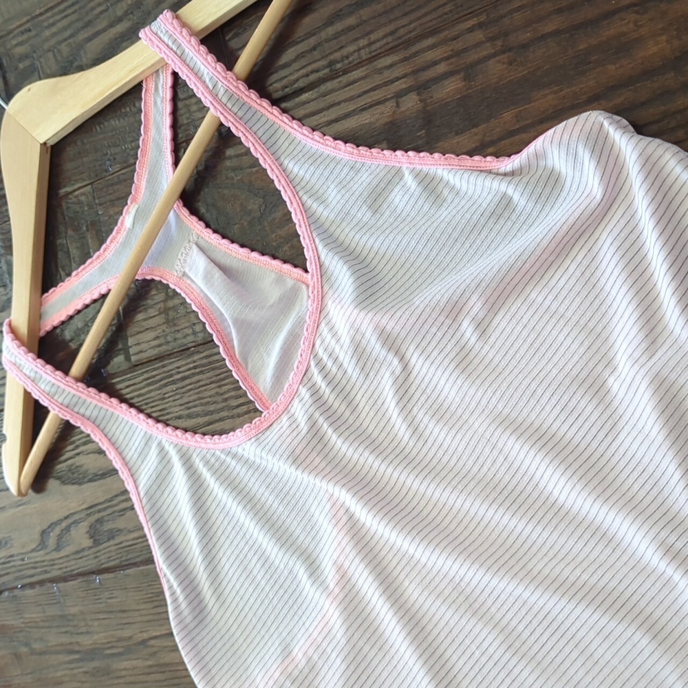 LULULEMON I Flowy Pink & Grey Scalloped Edge Striped Racerback Singlet Tank